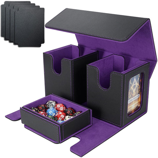 AFIING MTG commander deck box with an overview of compact, organized storage for two decks.