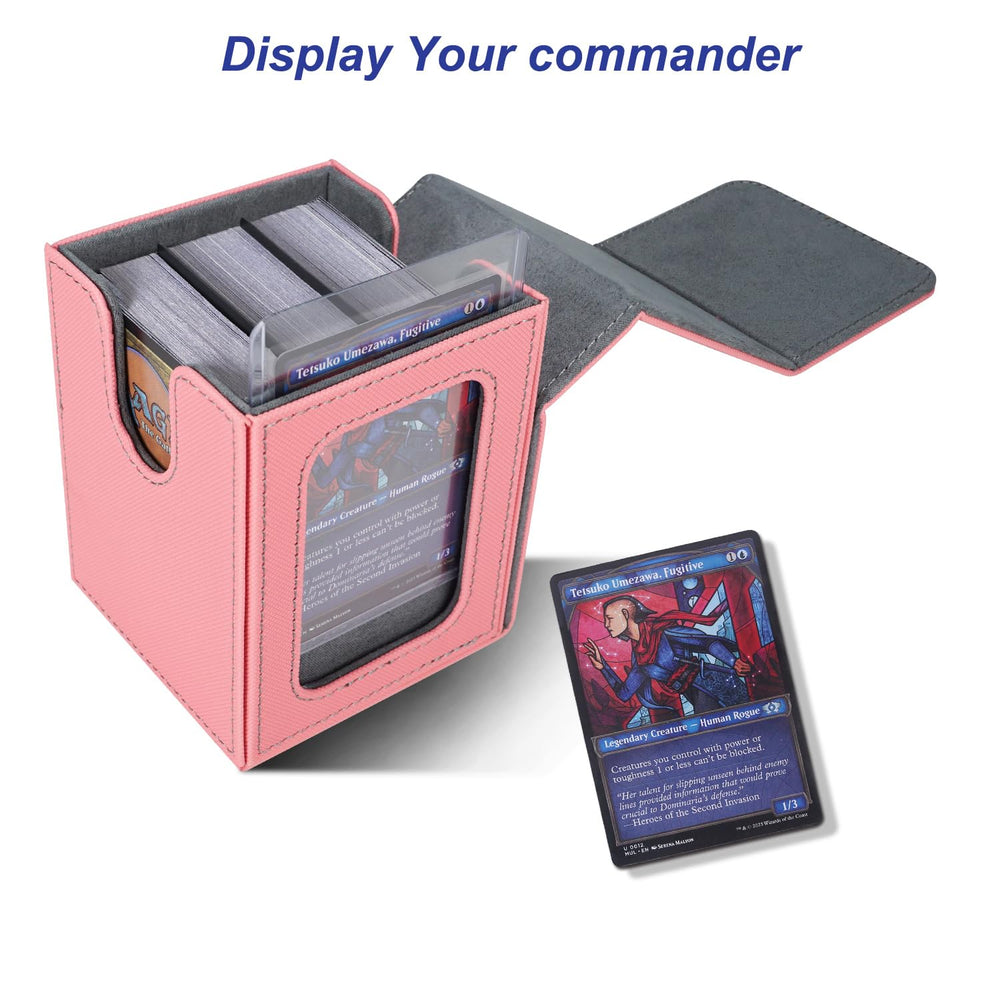 AFIING deck box interior showing space for 100 double-sleeved cards and tokens