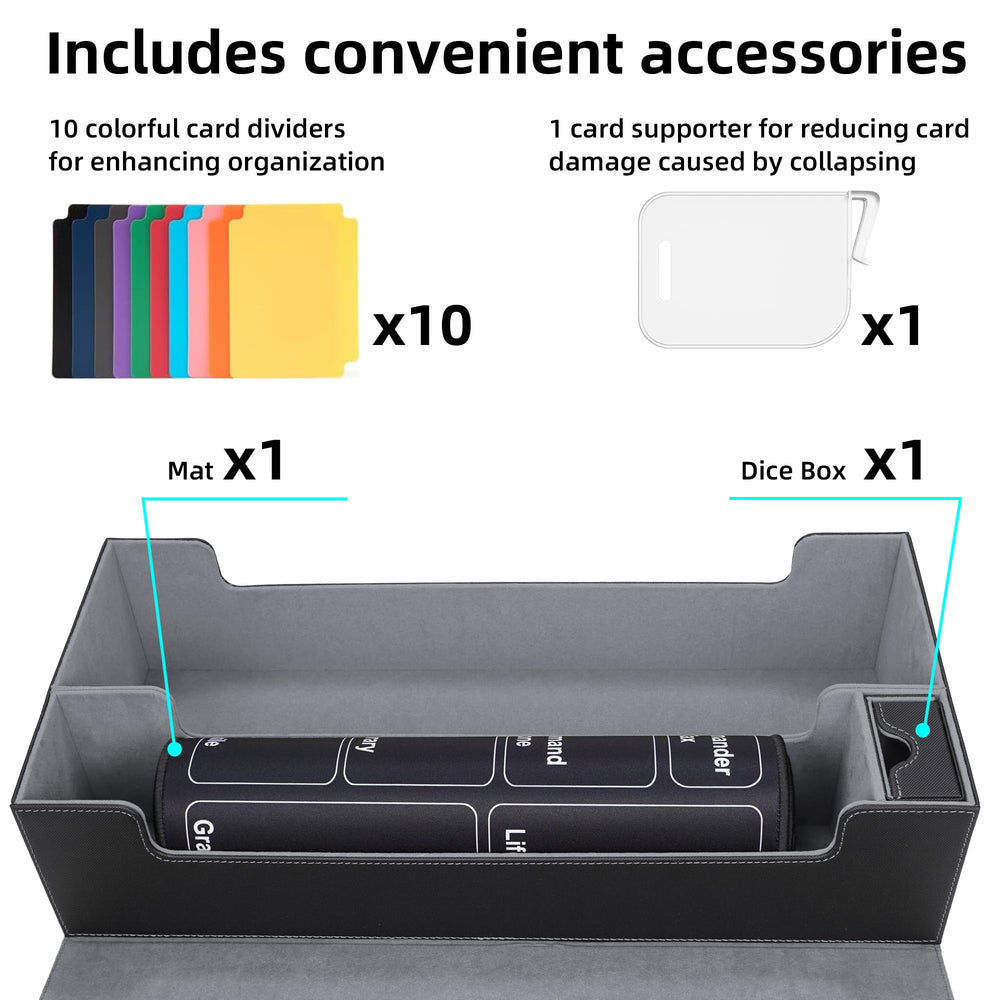 AFIING MTG deck box with playmat storage space and 24x14 inch mat included