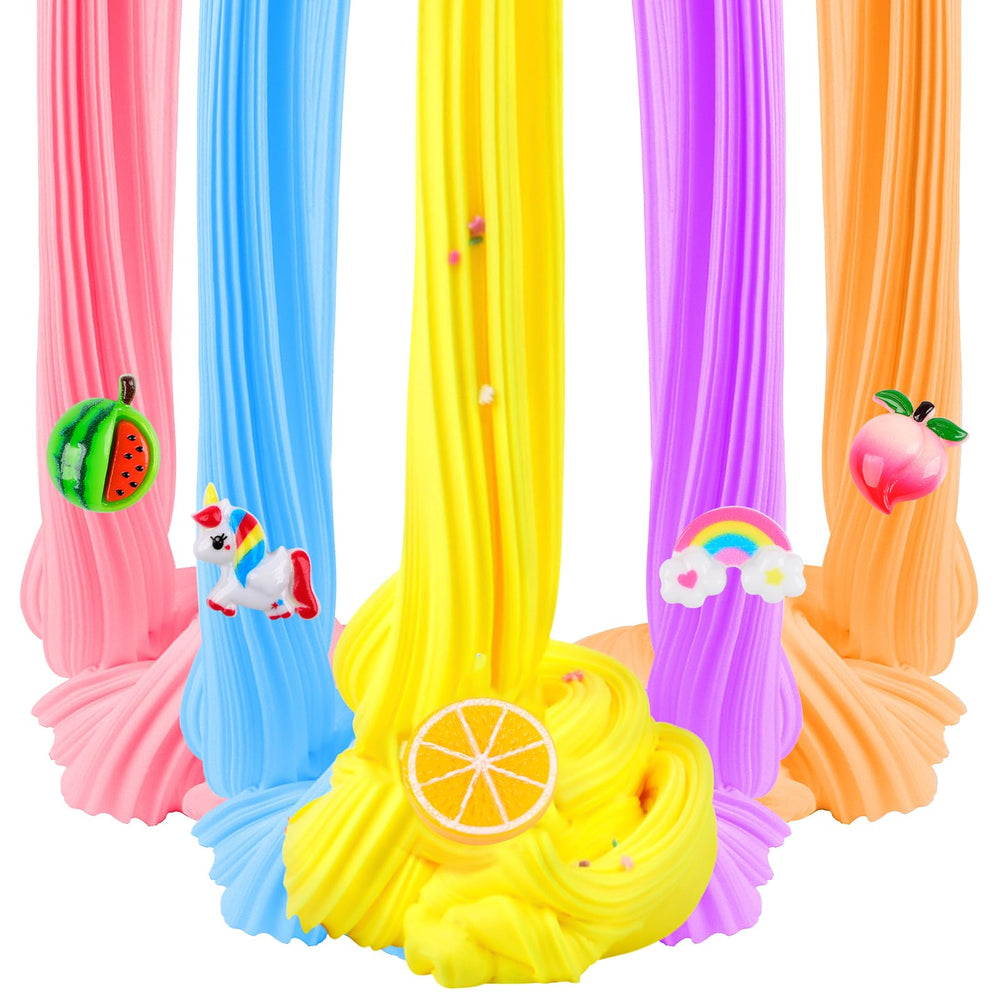 Afofall Butter Slime Kit colorful plastic balls add tactile fun to slime.