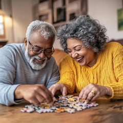 African American Expressions 500-piece Jazz Puzzle colorful artwork, celebrates jazz history in a vivid display.