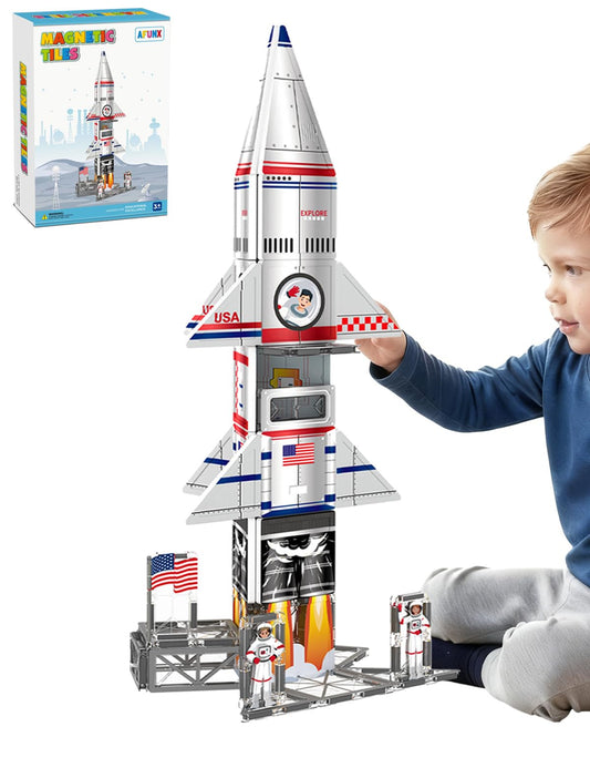 AFUNX Space Rocket 46-pcs: a magnetic rocket scene for imaginative play and early engineering exploration