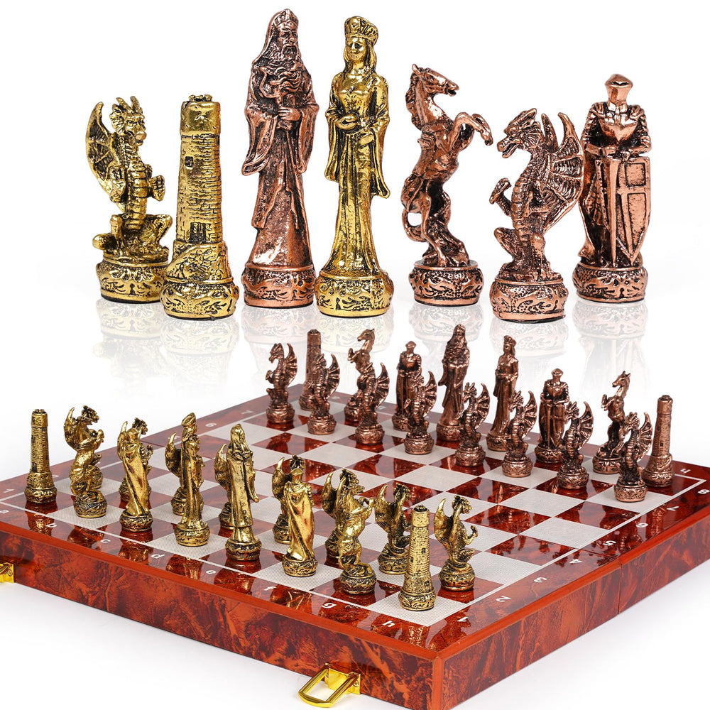 Agirlgle vintage metal chess pieces with zinc alloy for lasting play
