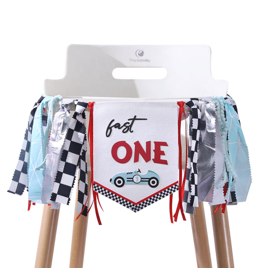 Agkvw Fast One banner front view for vibrant race car birthday decor