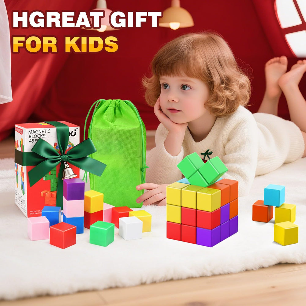 AGMJFN magnetic blocks open-ended-play encourages experimentation and imaginative designs.