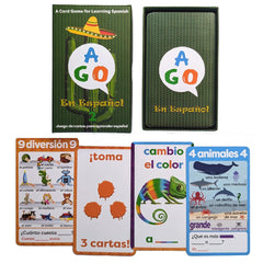 AGO En Español 2 card game cover shows vibrant prompts for engaging learning