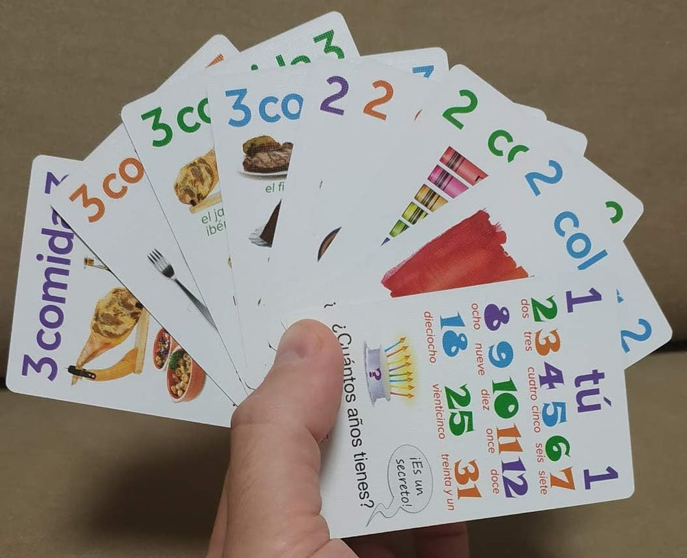AGO card game in family play scene encourages communication practice.