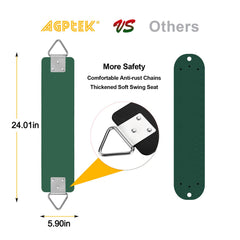 AGPTEK swing seat green hanging-point area shows easy installation option.