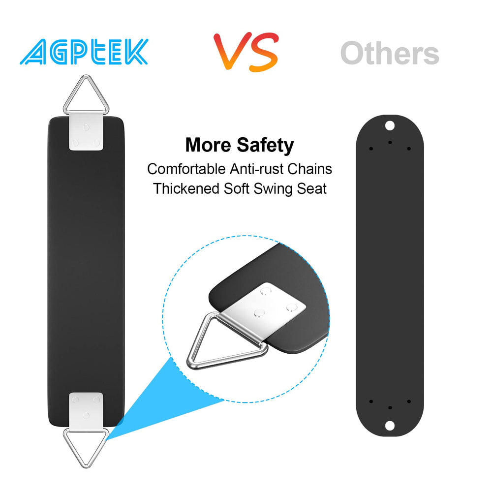 AGPTEK swing seat metal triangle ring detail highlights secure hanging.