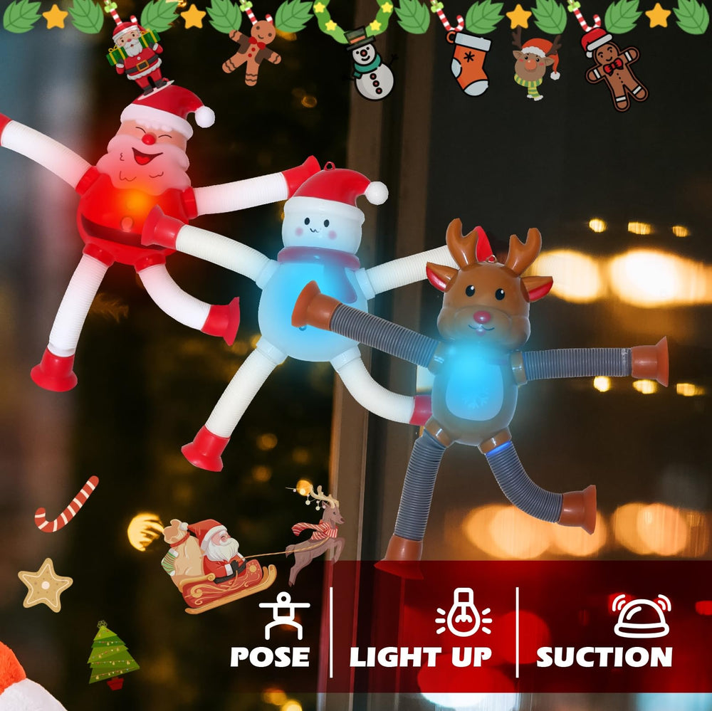 AGRASIV Christmas LED pop tubes Moose — vibrant fidget toy with suction-cup versatility.