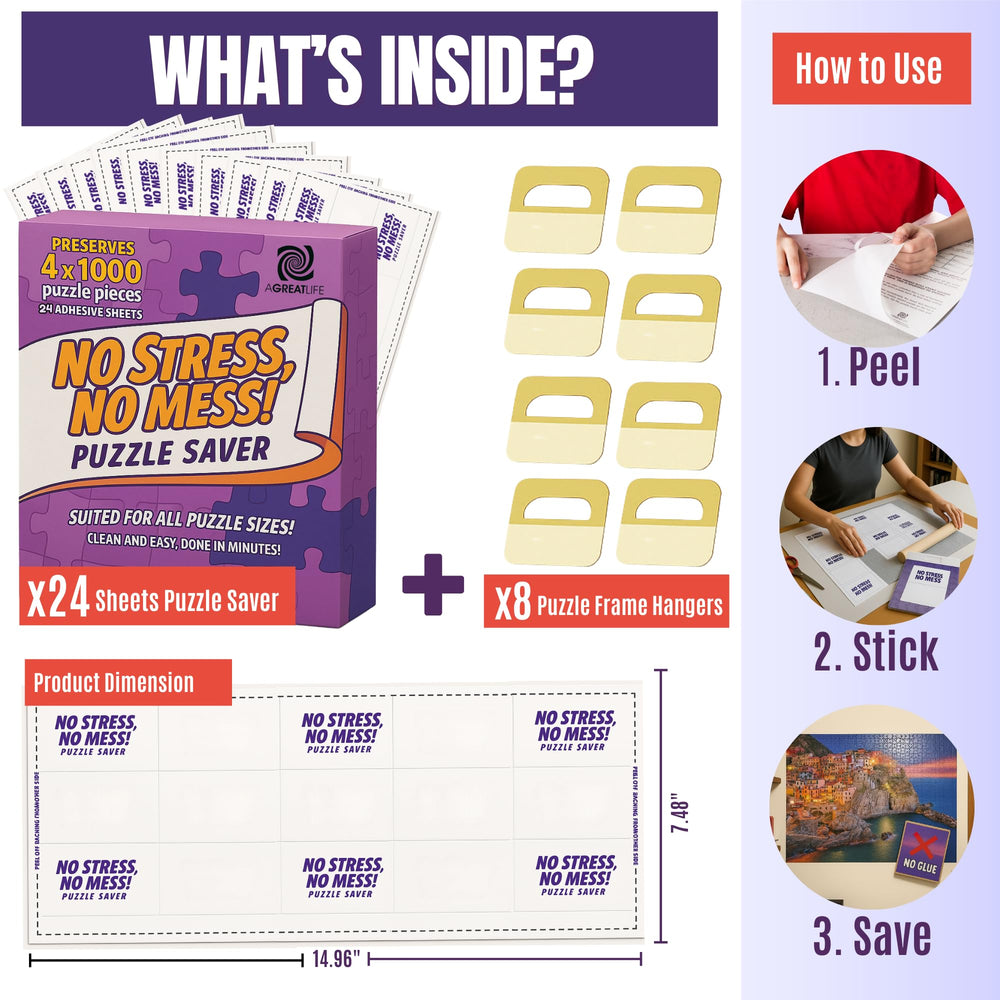 AGREATLIFE adhesive close-up demonstrates strong bond for keeping puzzle pieces intact