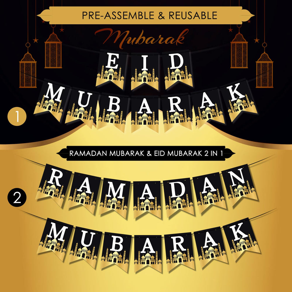 AhfuLife moon and star bunting pattern for festive Ramadan decor.