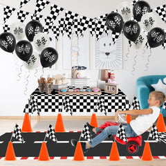 AHIER balloons in four styles complete the race-themed scene.