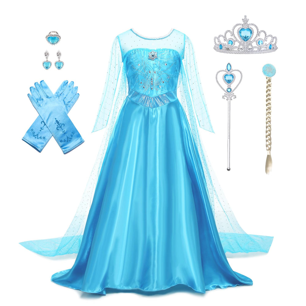 AHLPO Elsa dress blue cape – ideal for imaginative play and birthday photos.