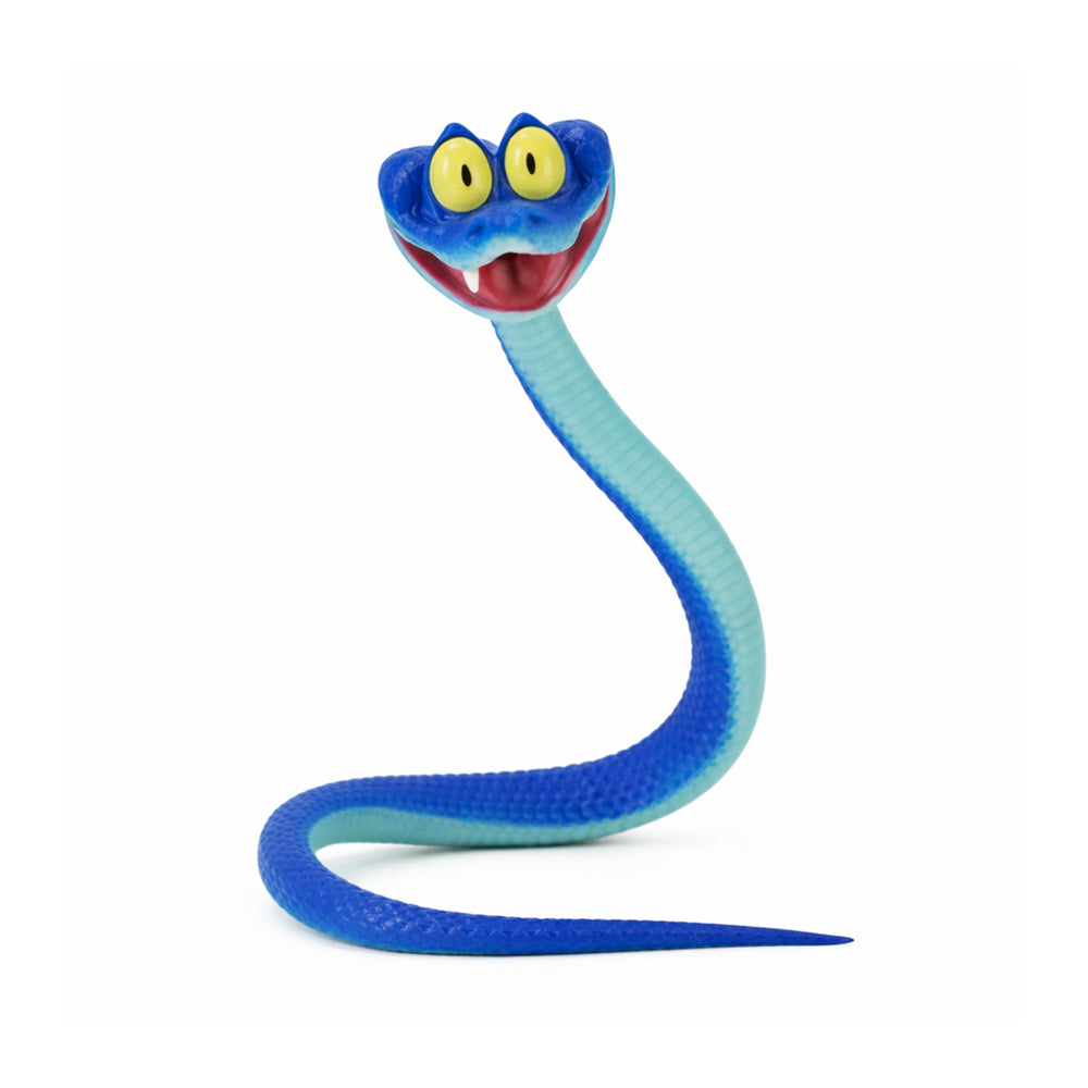 Ahlsense blue cartoon snake head close-up, playful detail for collectors and kids