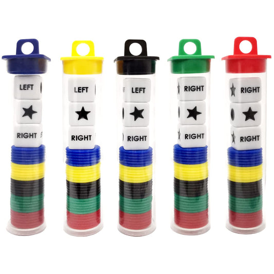 Ahoper Left Right Center dice set with three dice for fast, simple gameplay.