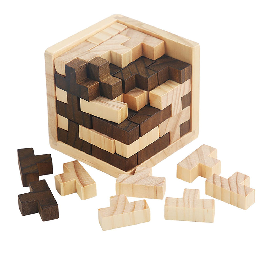 Ahyuan wooden brain teaser cube with interlocking pieces for focused thinking and problem solving