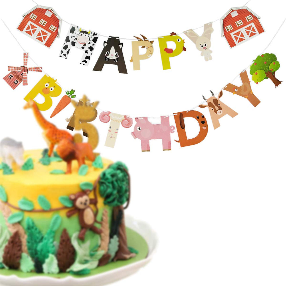 AI PARTY Farm Animals Banner card stock is durable and recyclable