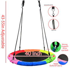 AIBETOMG saucer flying swing for kids outdoors with smooth, swirling motion.