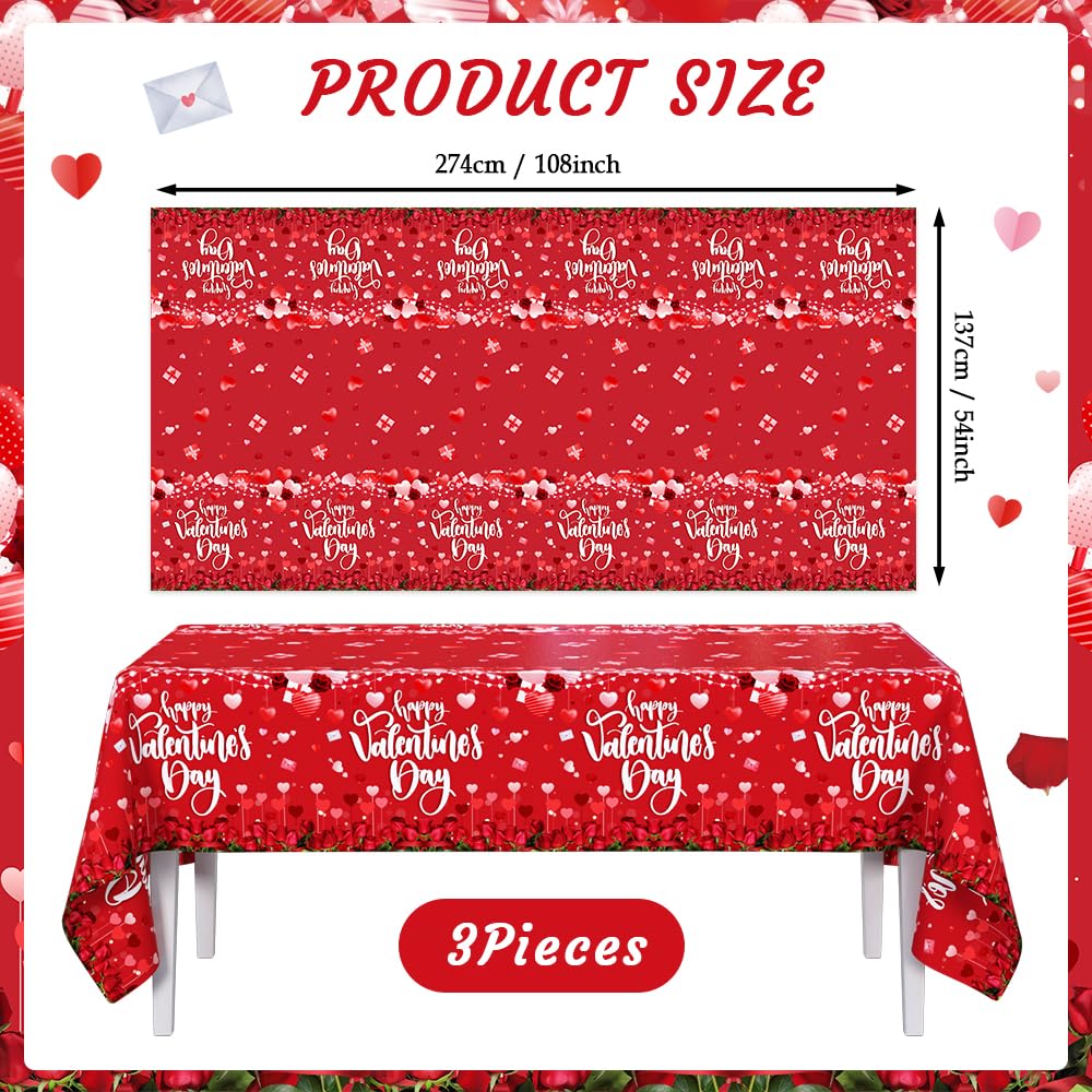 AIBIIN red-flower pattern tablecloth adds elegant Valentine's Day ambiance
