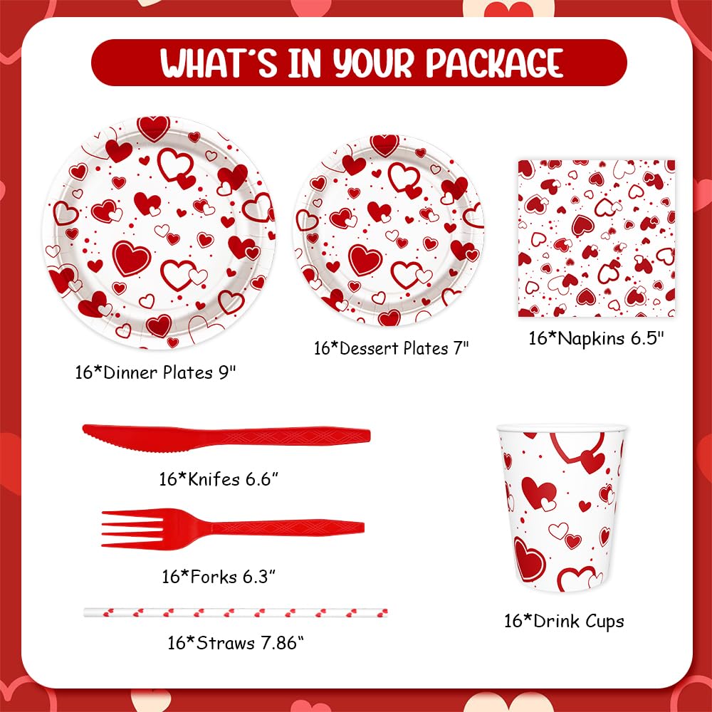 AIBIIN Valentines Day 7-inch plates add compact charm to bite-sized treats