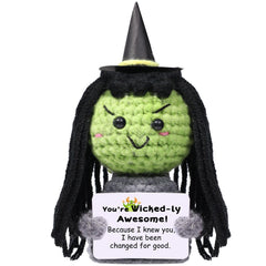 AICase Wicked Dolls Elphaba crochet doll front view with hidden message for daily inspiration