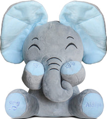 Aidiya elephant stuffed animal blue front view ideal for cuddling and comforting moments.