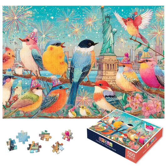 AIDUOTEK colorful birds on branches puzzle for bird lovers and art fans.