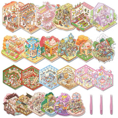 Aifong 3D sticker forest house scene for creative relaxation.