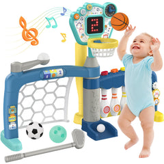 AIGIMU 5-in-1 toddler sports center with basketball hoop for early play
