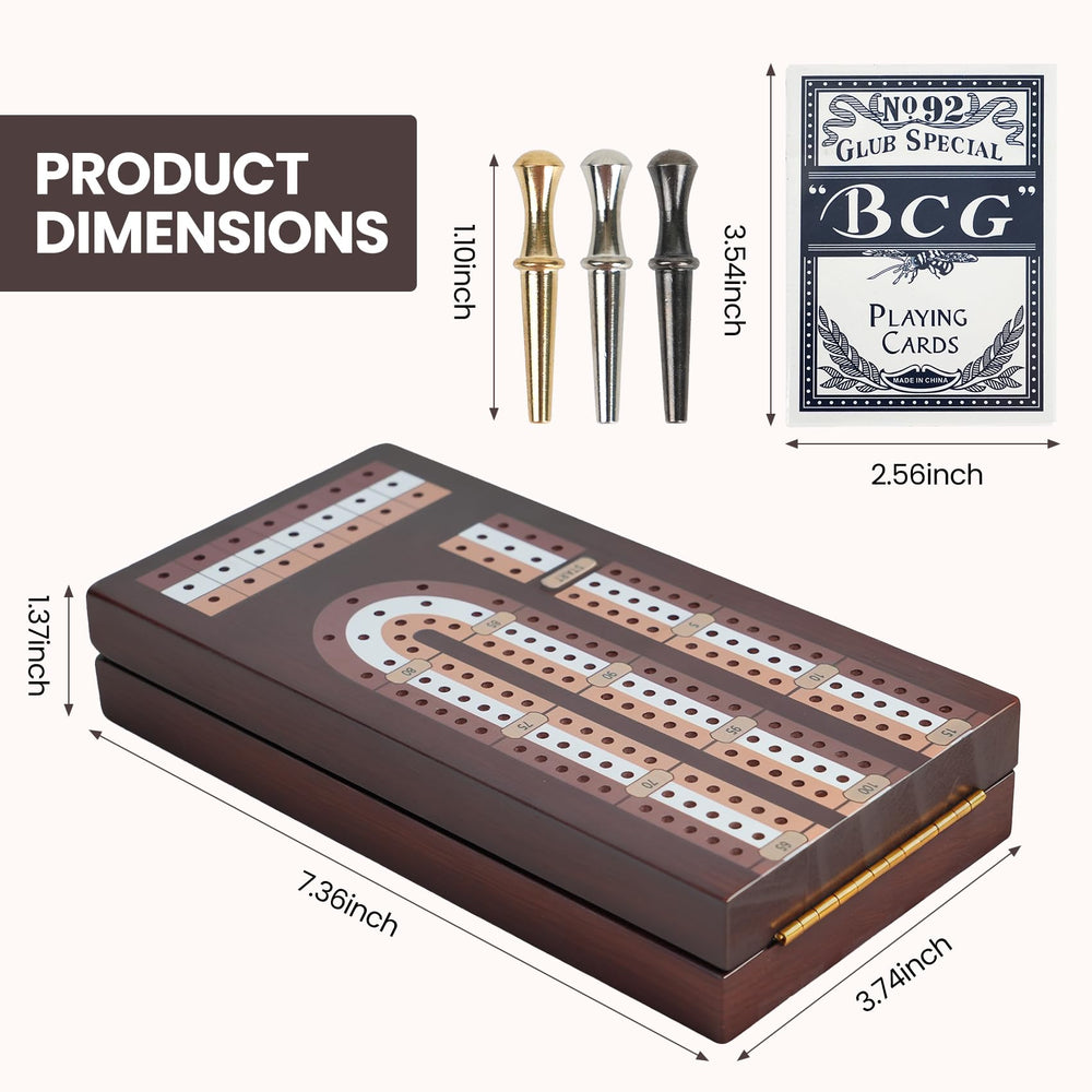 Aigomc cribbage board showing built-in card storage for tidy play.