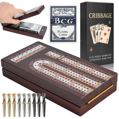 Aigomc cribbage board folded for travel, portable and easy to carry.