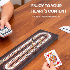 Aigomc gift-ready cribbage set with board, pegs, cards, guide.