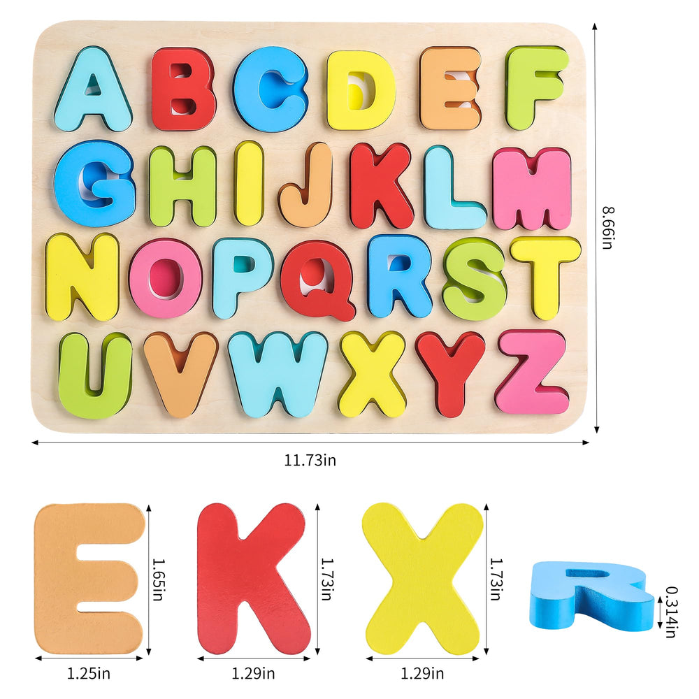 AILE alphabet puzzle chunky pieces are easy for little hands to pick up.