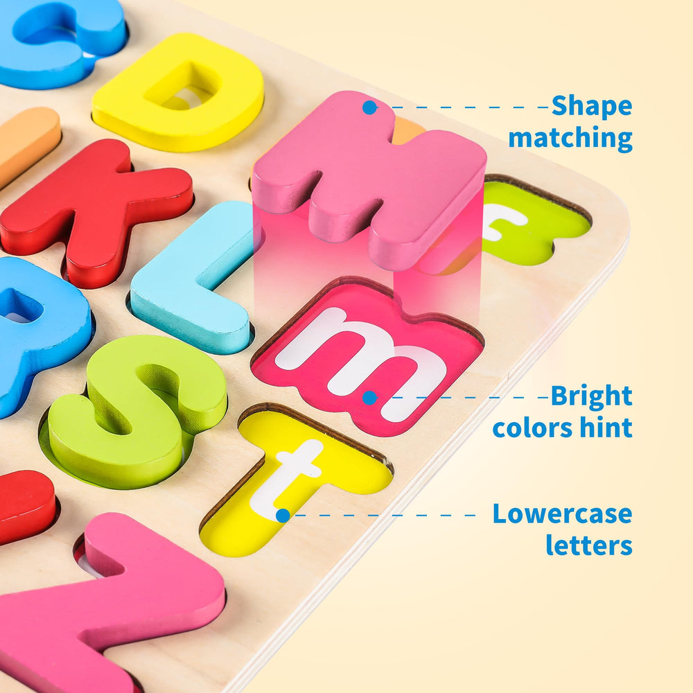 AILE wooden puzzle uses non-toxic paints for safe, curious toddlers.