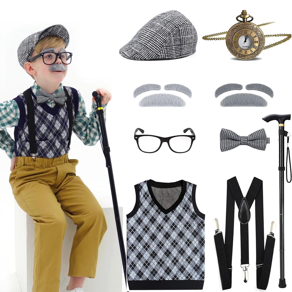 Aimeiar Kids 100 Days costume hat for an authentic old-man look during celebrations.