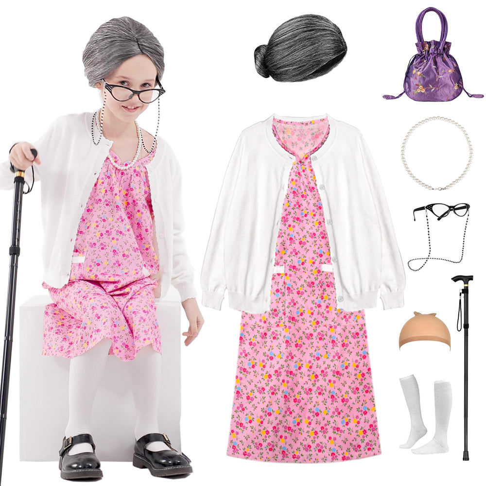 Aimeiar kids old lady costume wig with dramatic volume for festive dress-ups