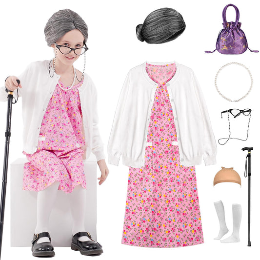 Aimeiar kids old lady costume wig with dramatic volume for festive dress-ups