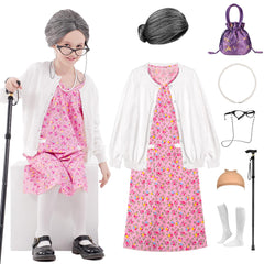 Aimeiar kids old lady costume wig with dramatic volume for festive dress-ups