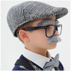 Aimeiar moustache and eyebrows set completes vintage grandpa disguise.