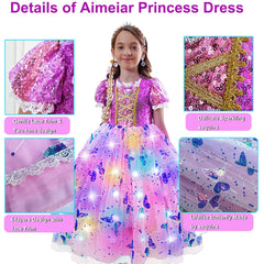 Aimeiar dress sequin bodice and lace trim for an elegant look.