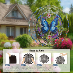 AiQDBAA 3D kinetic wind spinner creates sparkling reflections as it spins in sunlight.