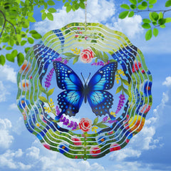 AiQDBAA wind spinner butterflies 3D for garden decor in sun-kissed breeze.