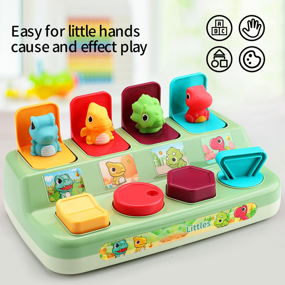 Aiqi Pop Up Animals built-in handle supports easy on-the-go play.