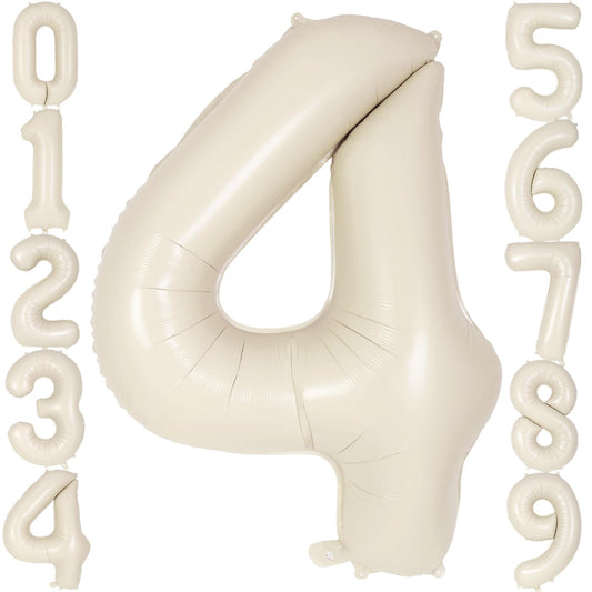 AIQINHU Cream Number 4 balloon 40-inch backdrop for memorable 4th birthday