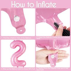 AIQINHU foil number 2 balloon pink close-up highlights shiny finish