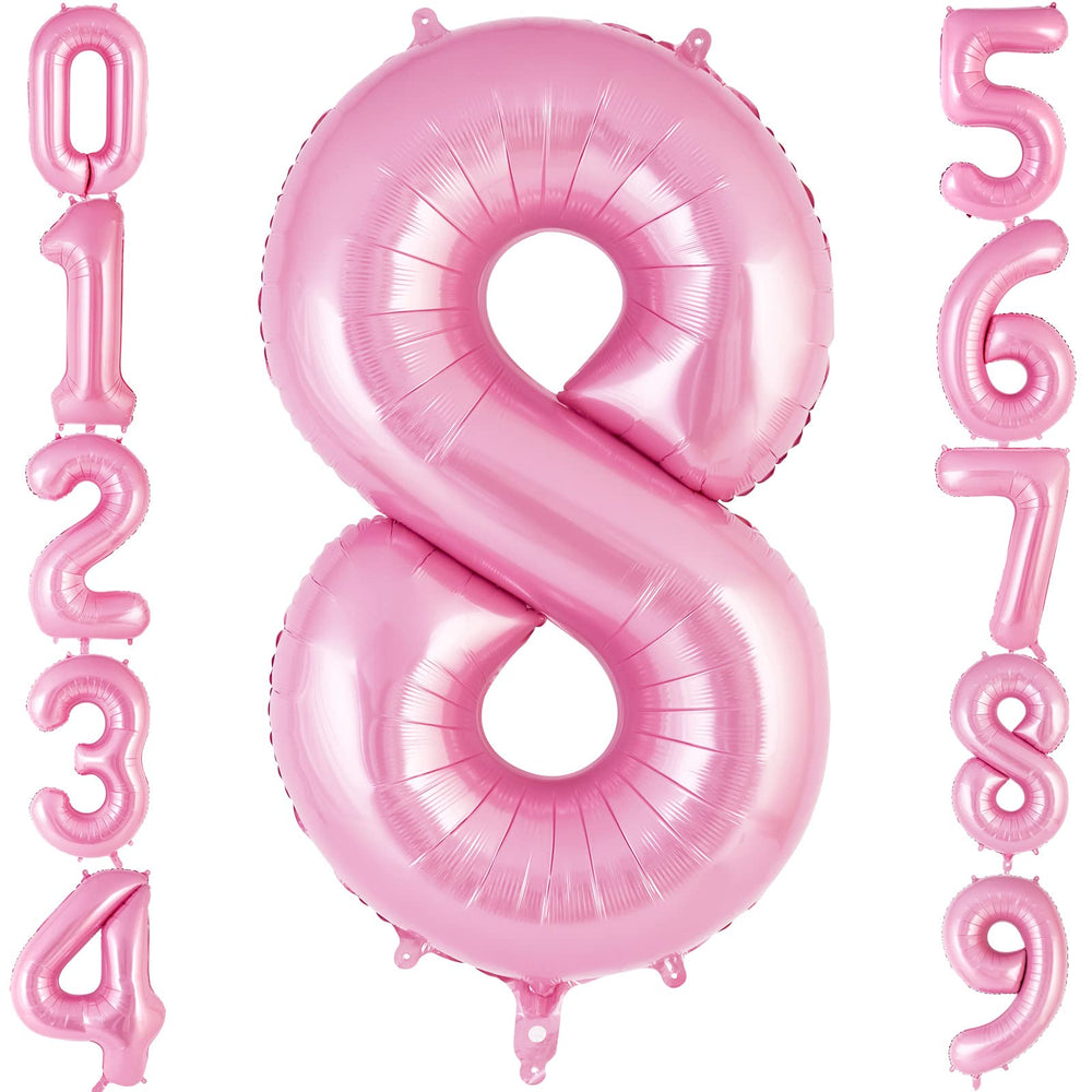 AIQINHU Pink Number 8 Balloon 40-inch centerpiece for bold birthday celebrations.