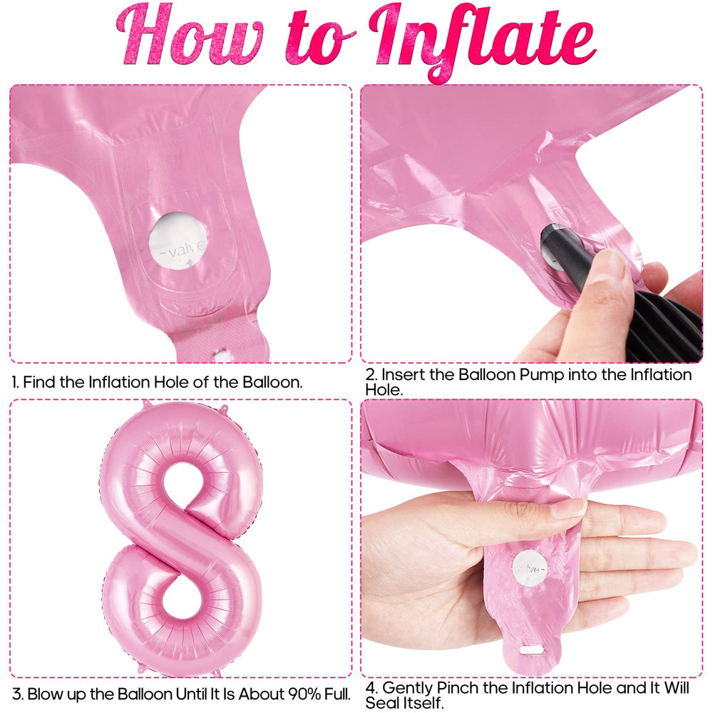 AIQINHU Pink Number 8 Balloon suits 8th birthdays and anniversaries.