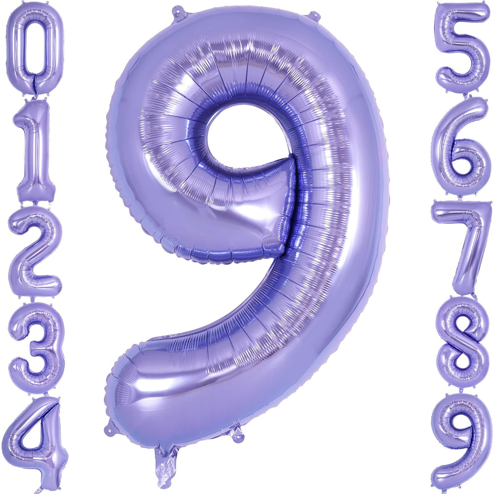 AIQINHU purple number 9 balloon enhances 9th birthday decor with bold size.