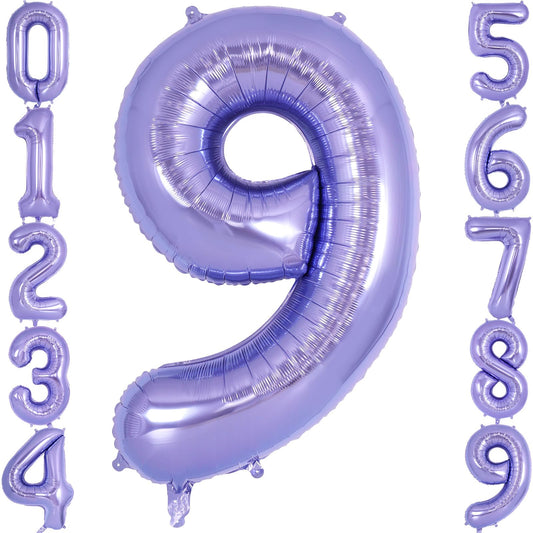 AIQINHU purple number 9 balloon enhances 9th birthday decor with bold size.